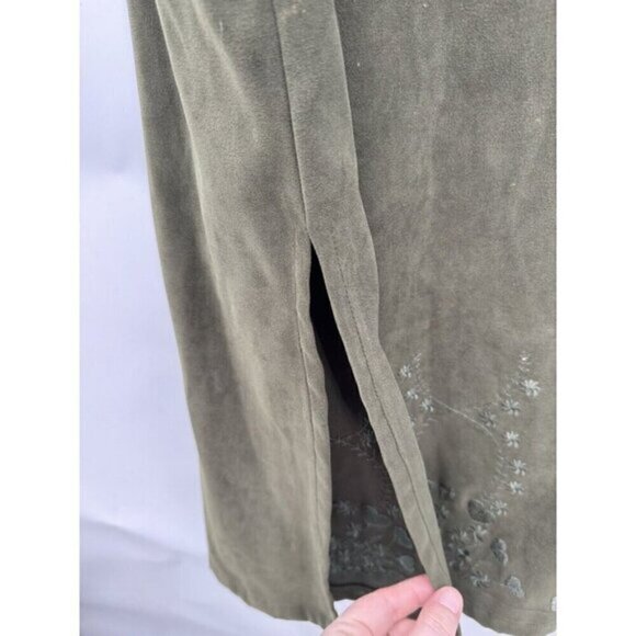 Mary McFadden Dress Women Medium Green Floral Embroidered VTG Western Boho Chic - Picture 8 of 10